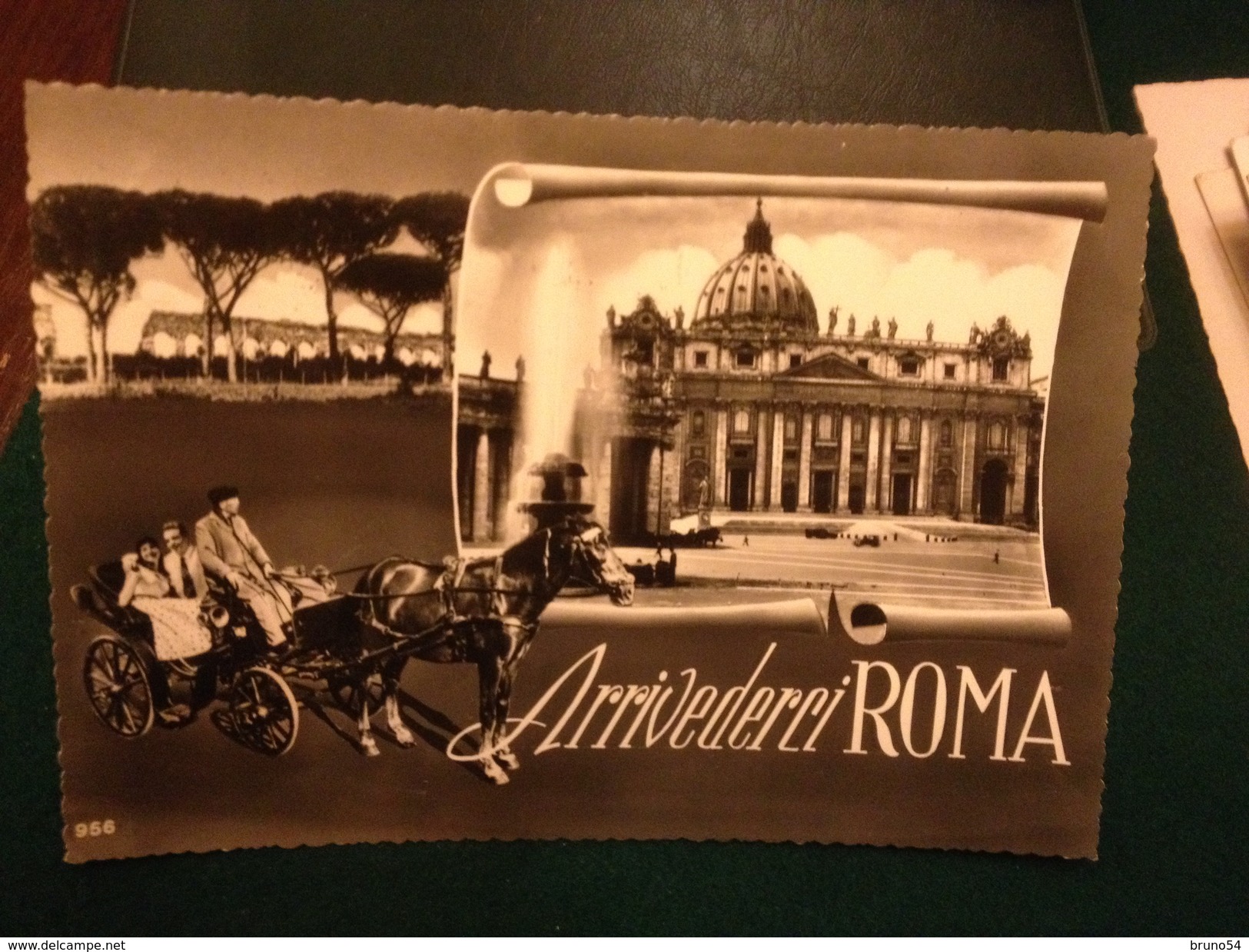 Cartolina Arrivederci Roma  Carrozzella Viaggiata 1958 - San Pietro