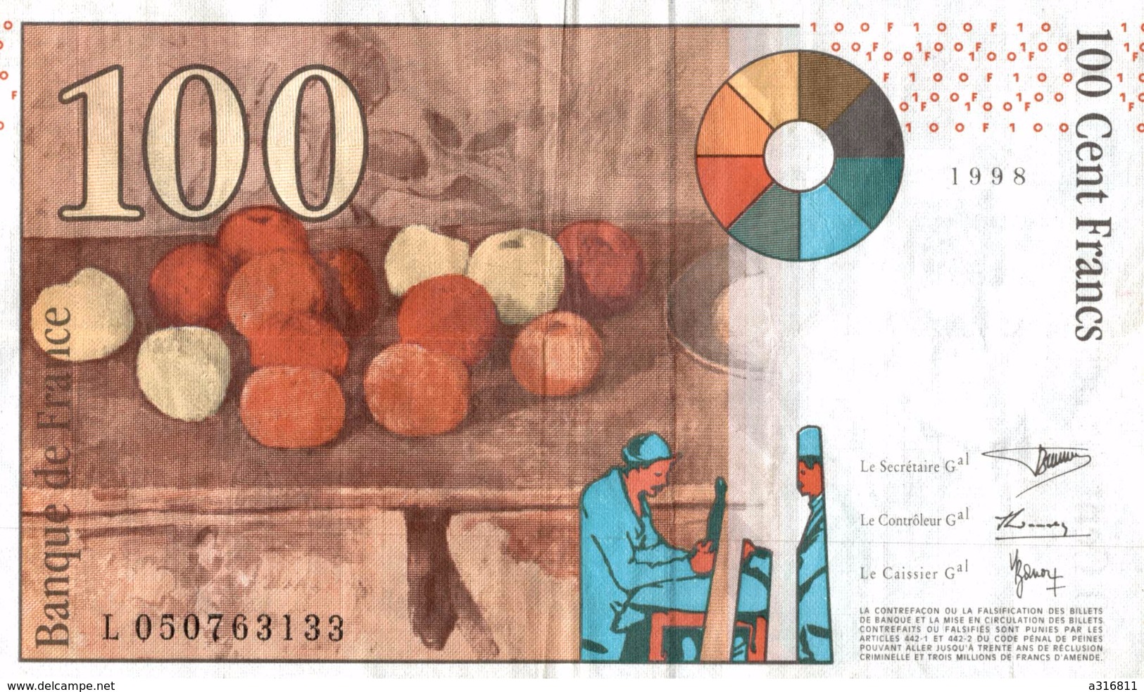 BILLET DE 100 FRANCS - 100 F 1997-1998 ''Cézanne''