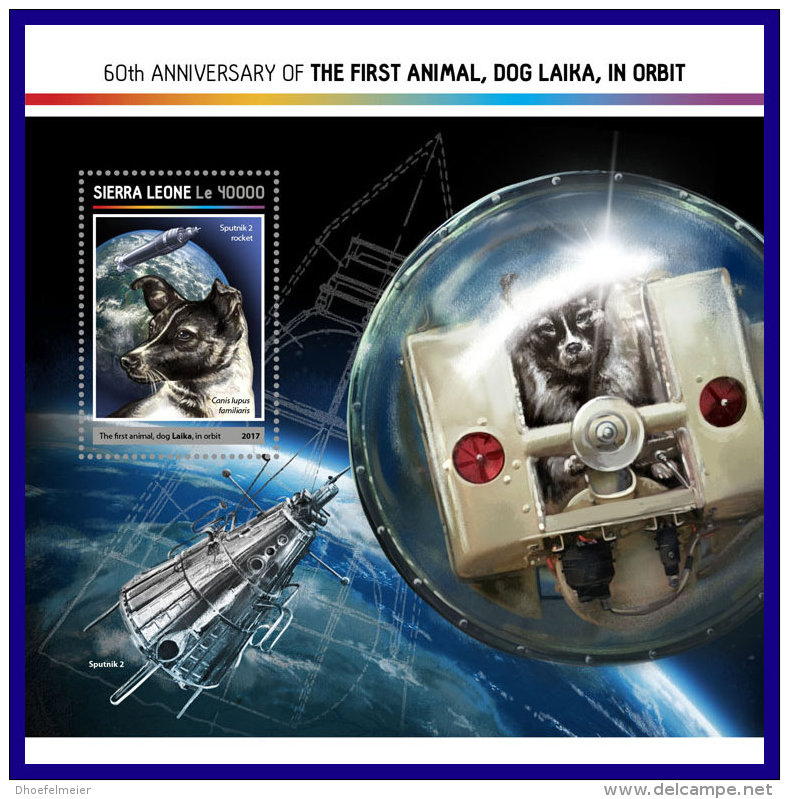 SIERRA LEONE 2017 ** 1st Animal Dog Laika In Space Raumfahrt Espace S/S - OFFICIAL ISSUE - DH1716 - Africa