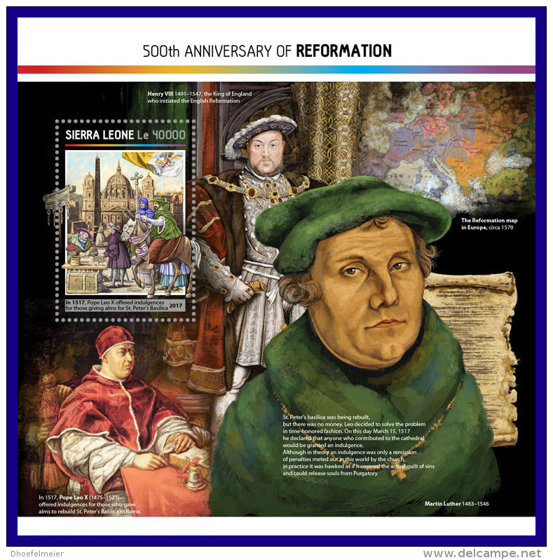 SIERRA LEONE 2017 ** 500 Years Reformation Martin Luther S/S - OFFICIAL ISSUE - DH1716 - Theologians