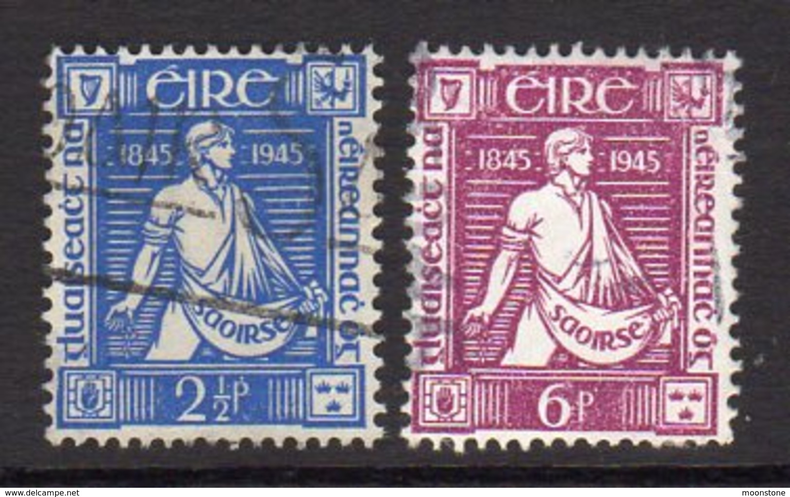 Ireland 1945 Death Centenary Of Thomas Davis Set Of 2, Used, SG 136/7 - Ongebruikt