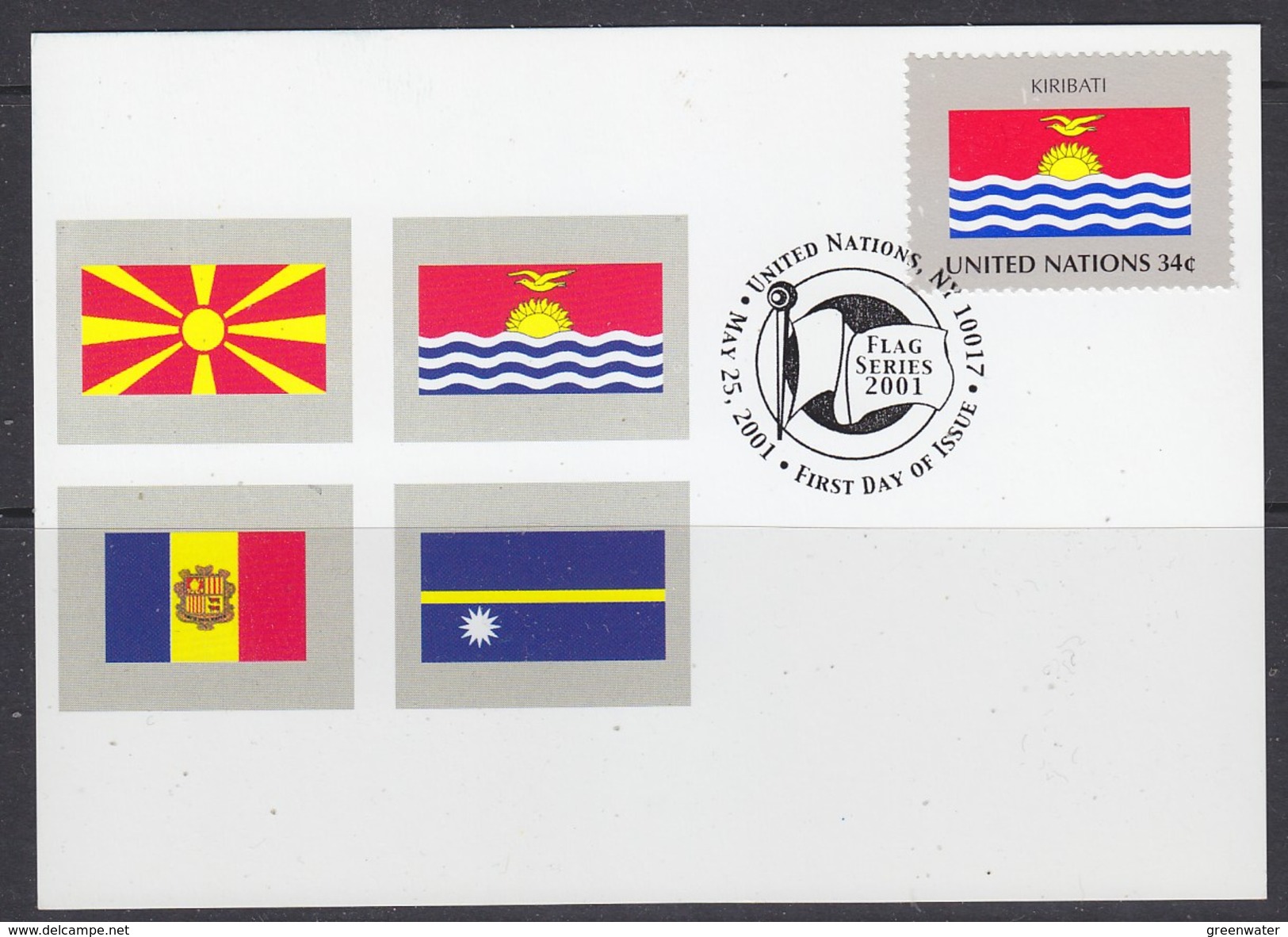 United Nations New York 2001 Flag Kiribati 1v Maximum Card (35429) - Cartoline Maximum