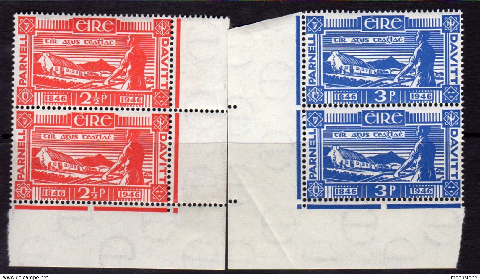 Ireland 1946 Birth Centenaries Of Davitt & Parnell Set Of 2 Marginal Pairs, MNH, SG 138/9 - Unused Stamps
