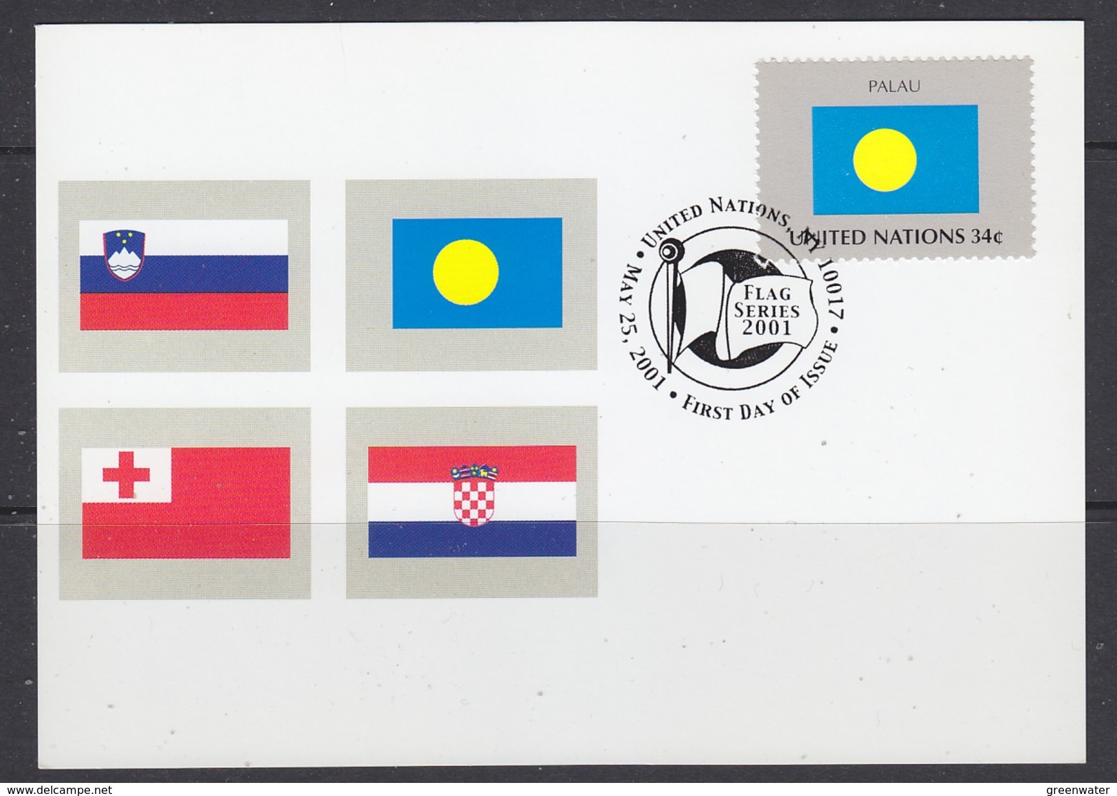 United Nations New York 2001 Flag Palau 1v Maximum Card (35429J) - Maximum Cards