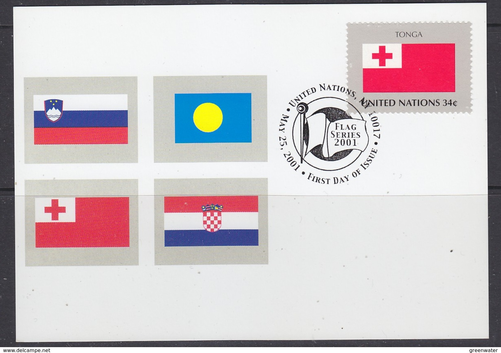 United Nations New York 2001 Flag Tonga 1v Maximum Card (35429K) - Cartes-maximum