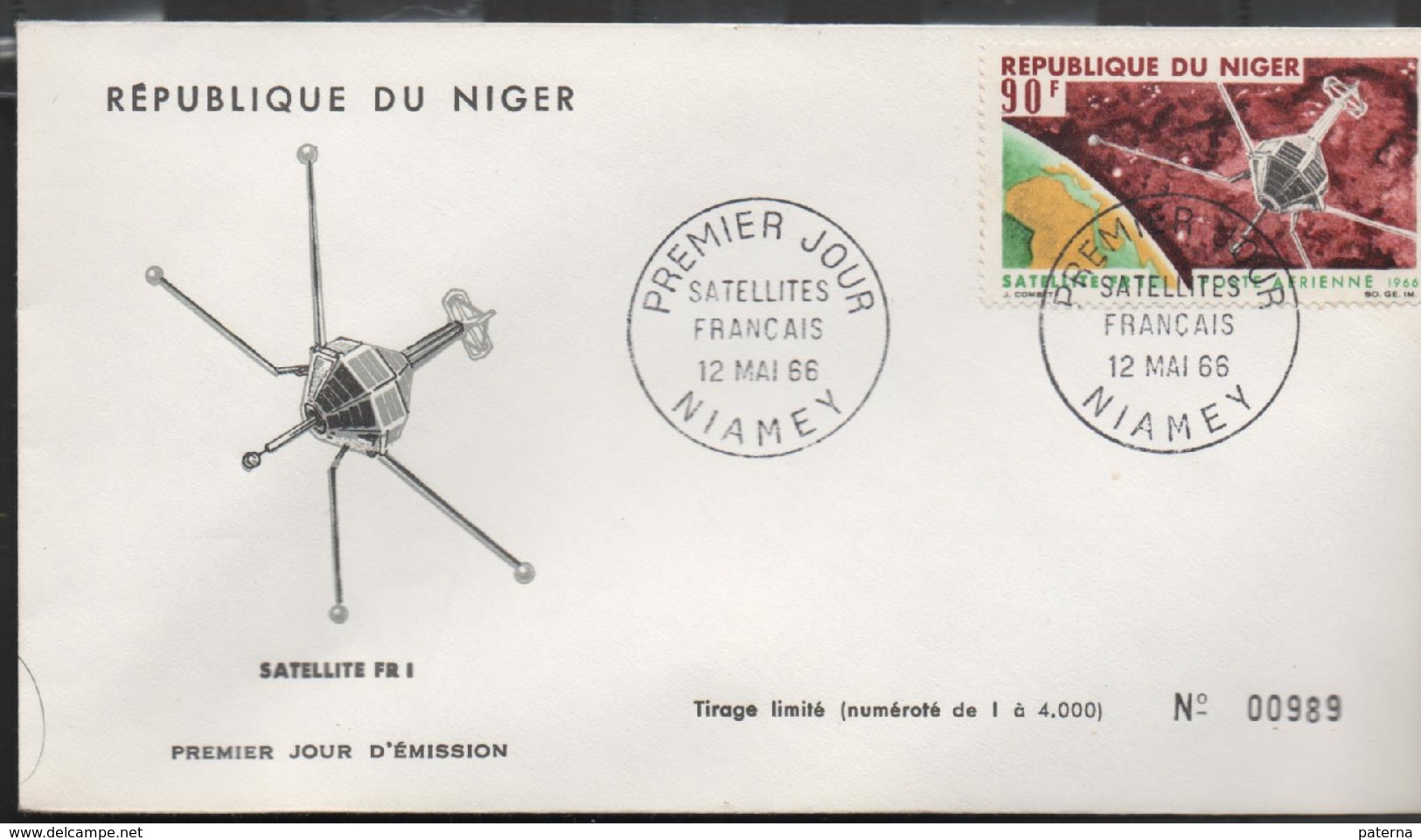 3124 FDC  Niamey Satélites,   Repu De Niger ,1966,satellites Francais - Africa
