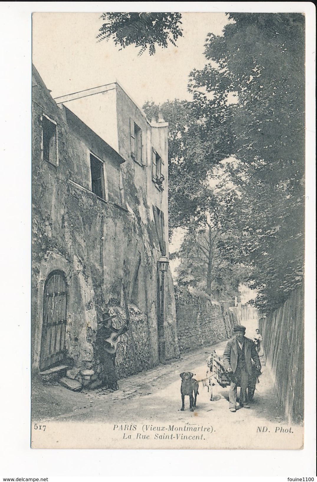 Carte De Paris Vieux  Montmartre La Rue Saint Vincent ( Chansonnier Guitare ) ( Recto Verso ) - Arrondissement: 18