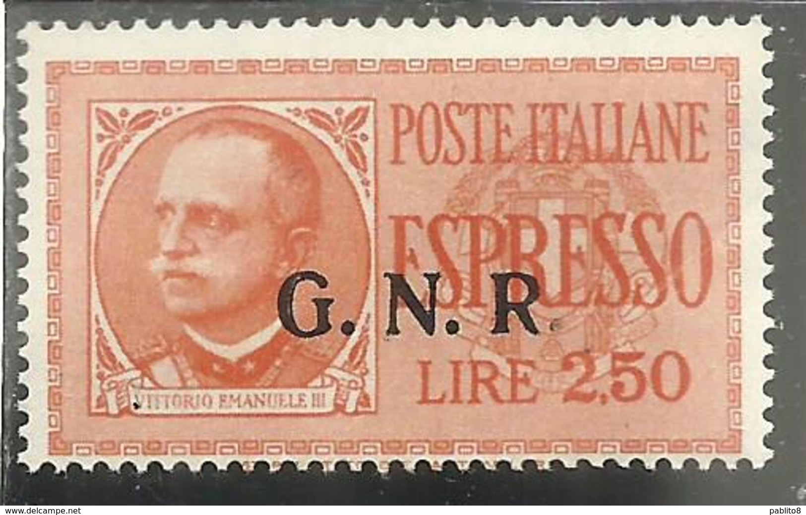 ITALIA REGNO ITALY KINGDOM 1943 1944 REPUBBLICA SOCIALE RSI ESPRESSO SPECIAL DELIVERY GNR LIRE 2,50 MNH FIRMATO SIGNED - Eilsendung (Eilpost)