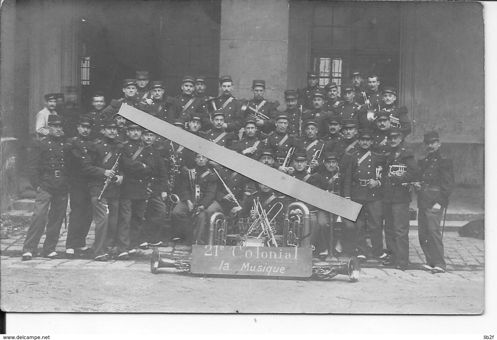 Paris 23/09/1909 La Clique Du 21ème Régiment D'infanterie Coloniale Orchestre Musique Militaire 1 Carte Photo 14-18 - Guerra, Militari