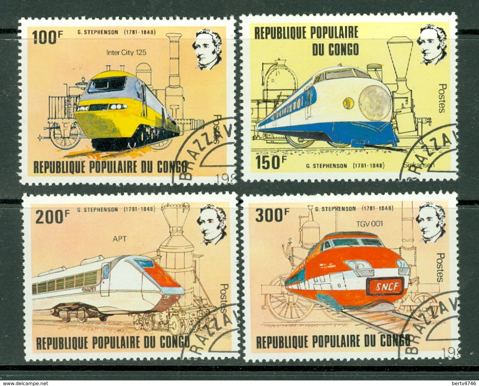 Congo 1982 Yv 656/59, Mi 855/58 Locomotives   Obl. -  Gebr. - Used - Oblitérés