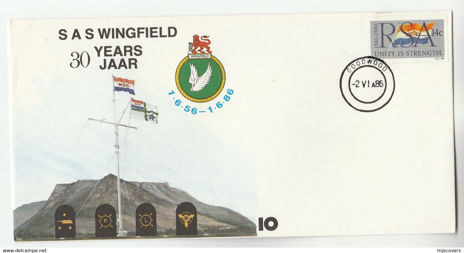 1986 SAS WINGFIELD AERODROME Anniv EVENT COVER South Africa Stamps Military Forces Aviation Flight - Covers & Documents