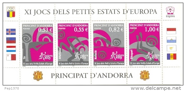 ANDORRA FRANCESA 2005 - JOCS DELS PETITS ESTATS  - 1 BLOCK YVERT Nº 609-612 - Neufs