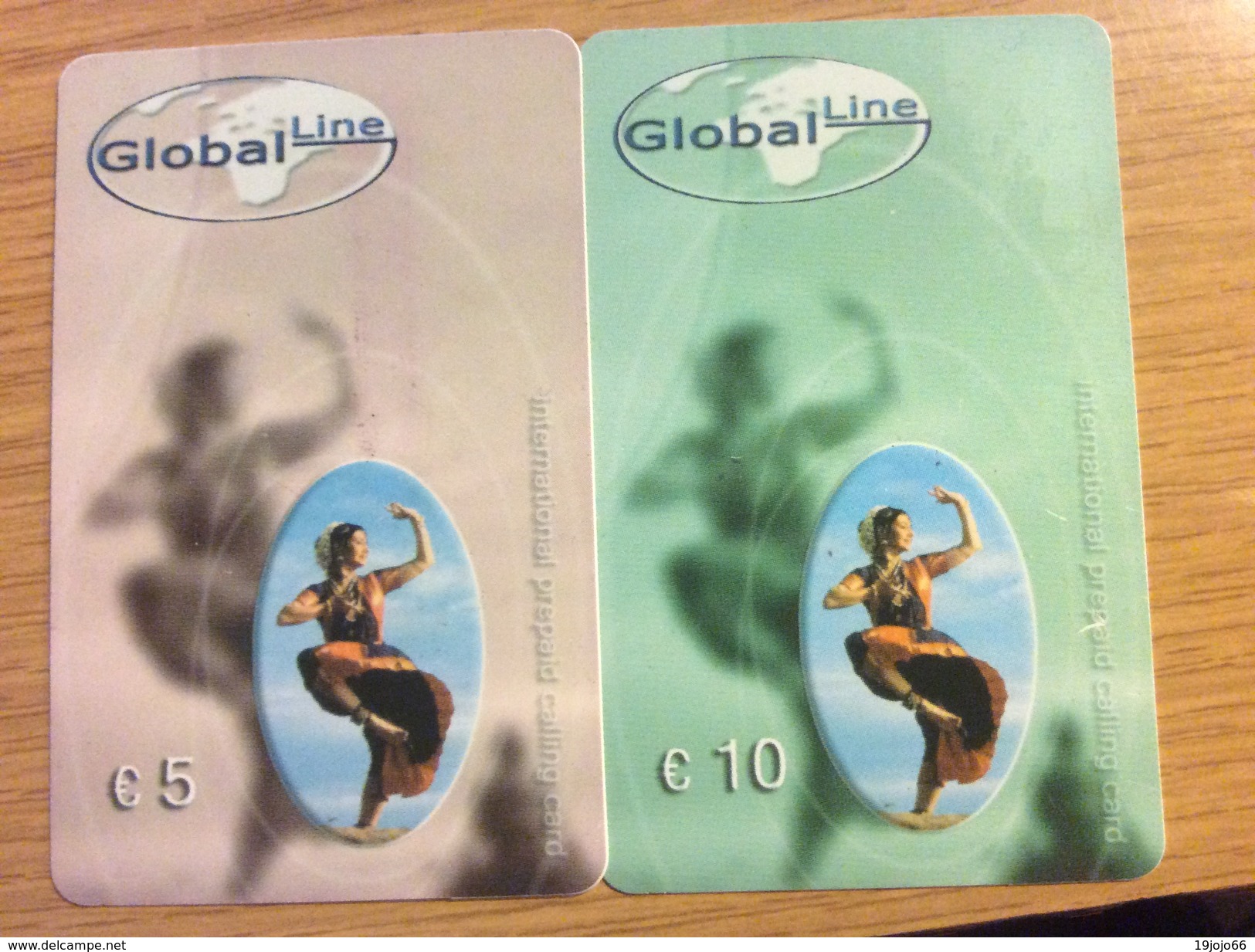 Global Line 5 + 10 &euro; - Dancing Woman    - Little Printed   -   Used Condition - GSM, Cartes Prepayées & Recharges