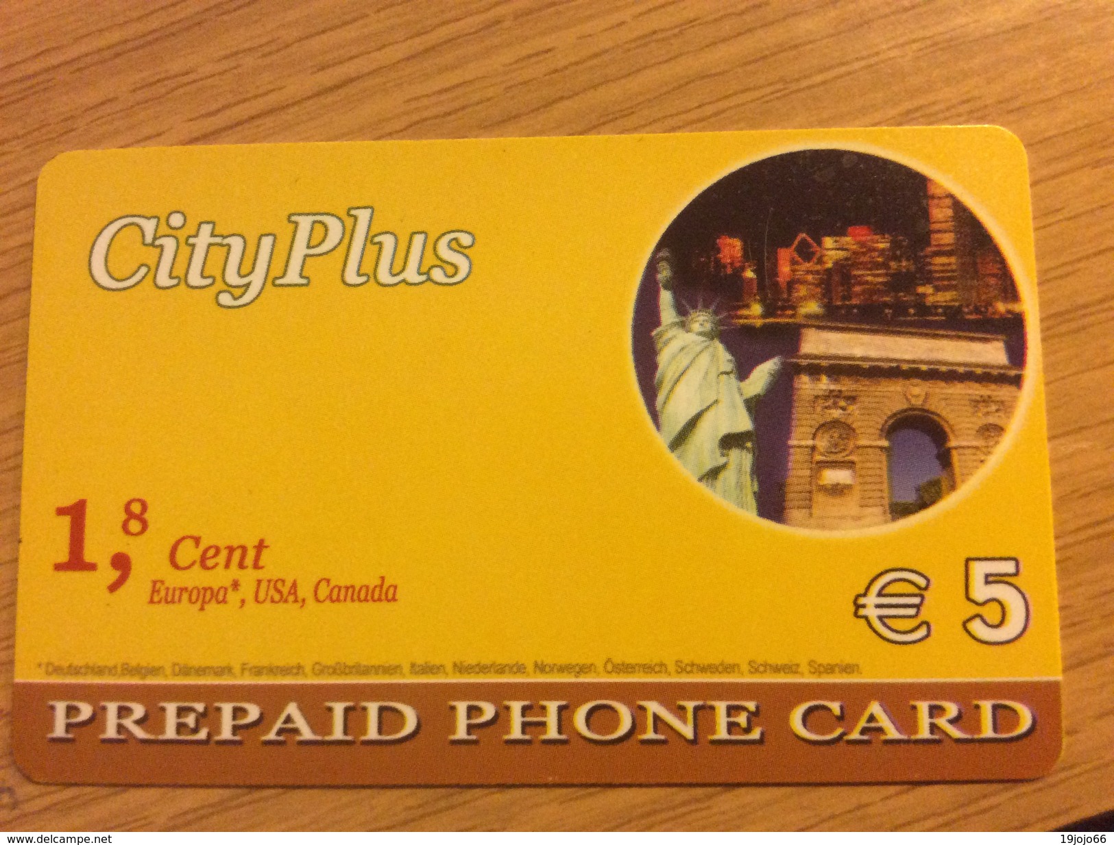 City Plus 1,8 Cent - 5 &euro; - Lady Liberty    - Little Printed   -   Used Condition - [2] Prepaid