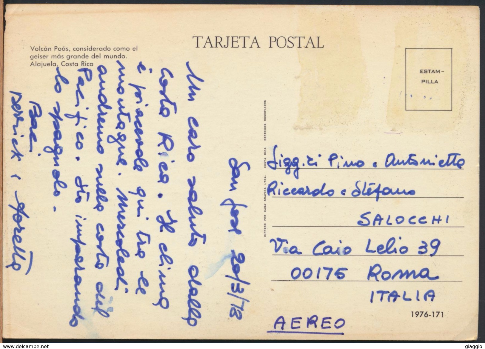 °°° 4045 - COSTA RICA - ALAJUELA - VOLCAN POAS - 1978 °°° - Costa Rica