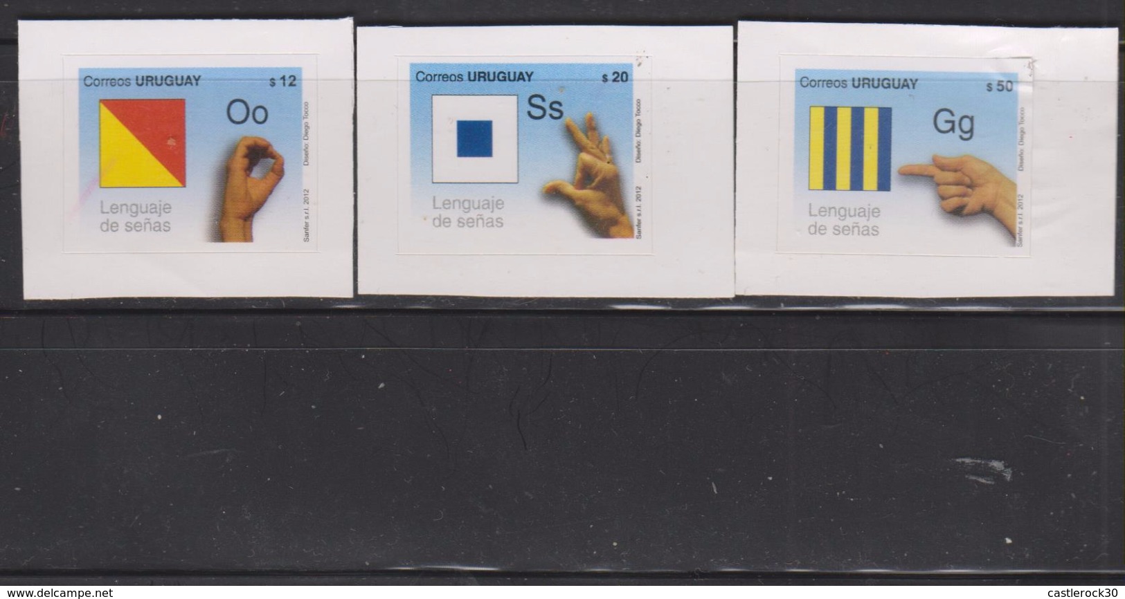 O)  2012 URUGUAY, MANUAL ALPHABET- DACTILOLOGICO -SYMBOLIC ORAL COMMUNICATION- HANDS, ADHESIVES- STICKERS XF - Uruguay