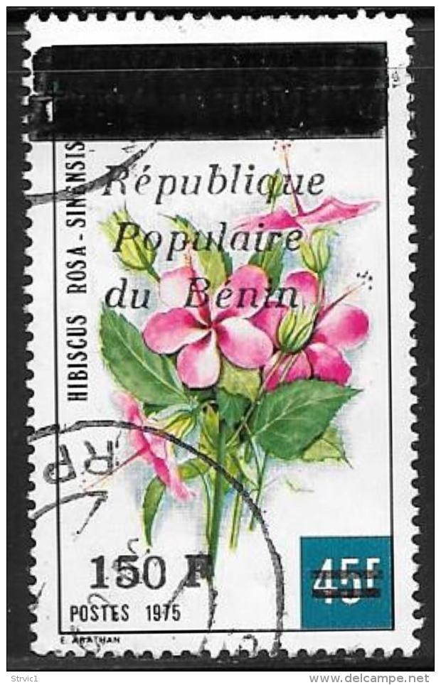 Benin(Dahomey) Scott # 618 Used Flowers, Surcharged, 1986 - Benin - Dahomey (1960-...)