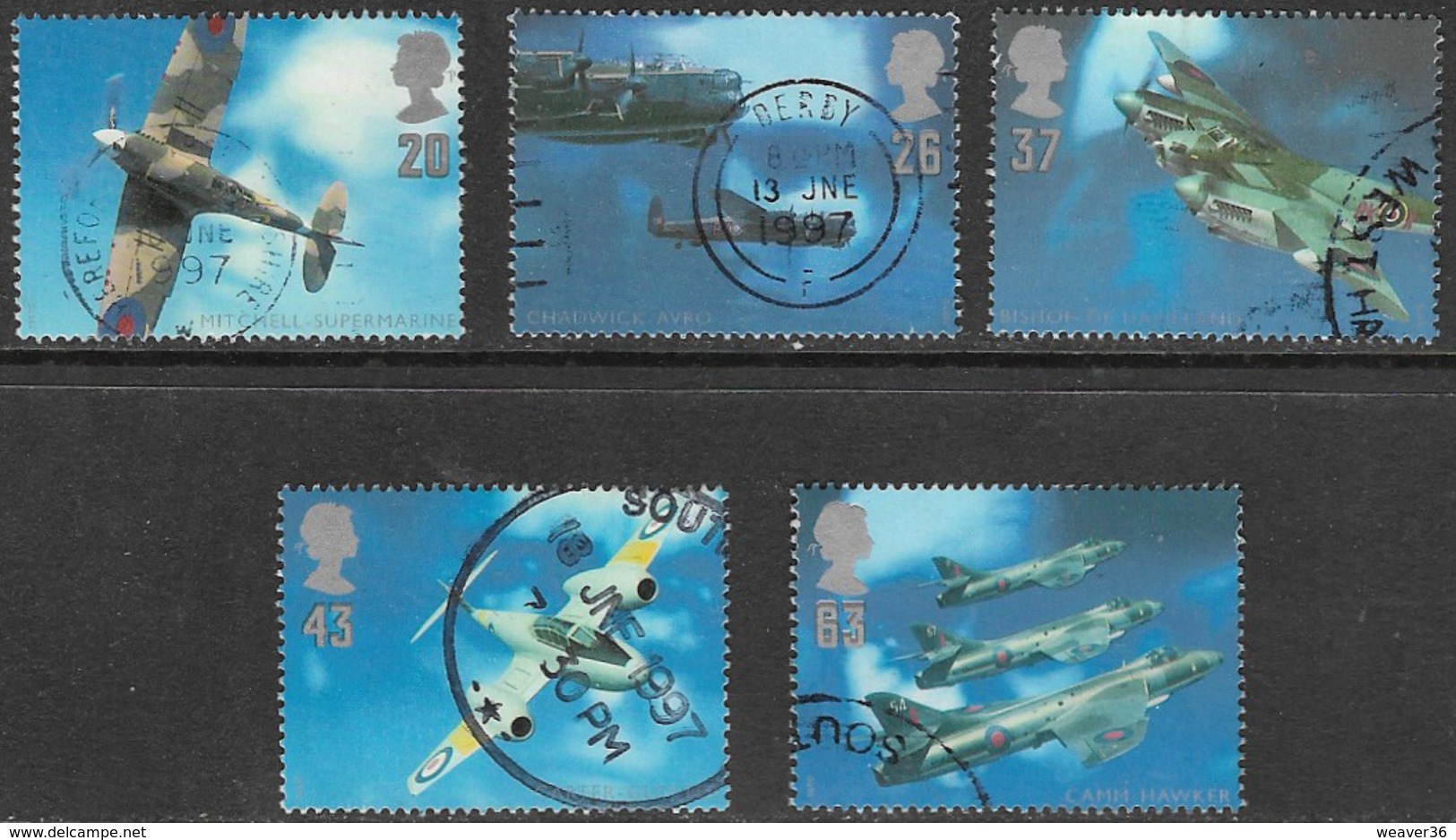 GB SG1984-1988 1997 British Aircraft Designers Set 5v Complete Good/fine Used [33/28825/25D] - Used Stamps