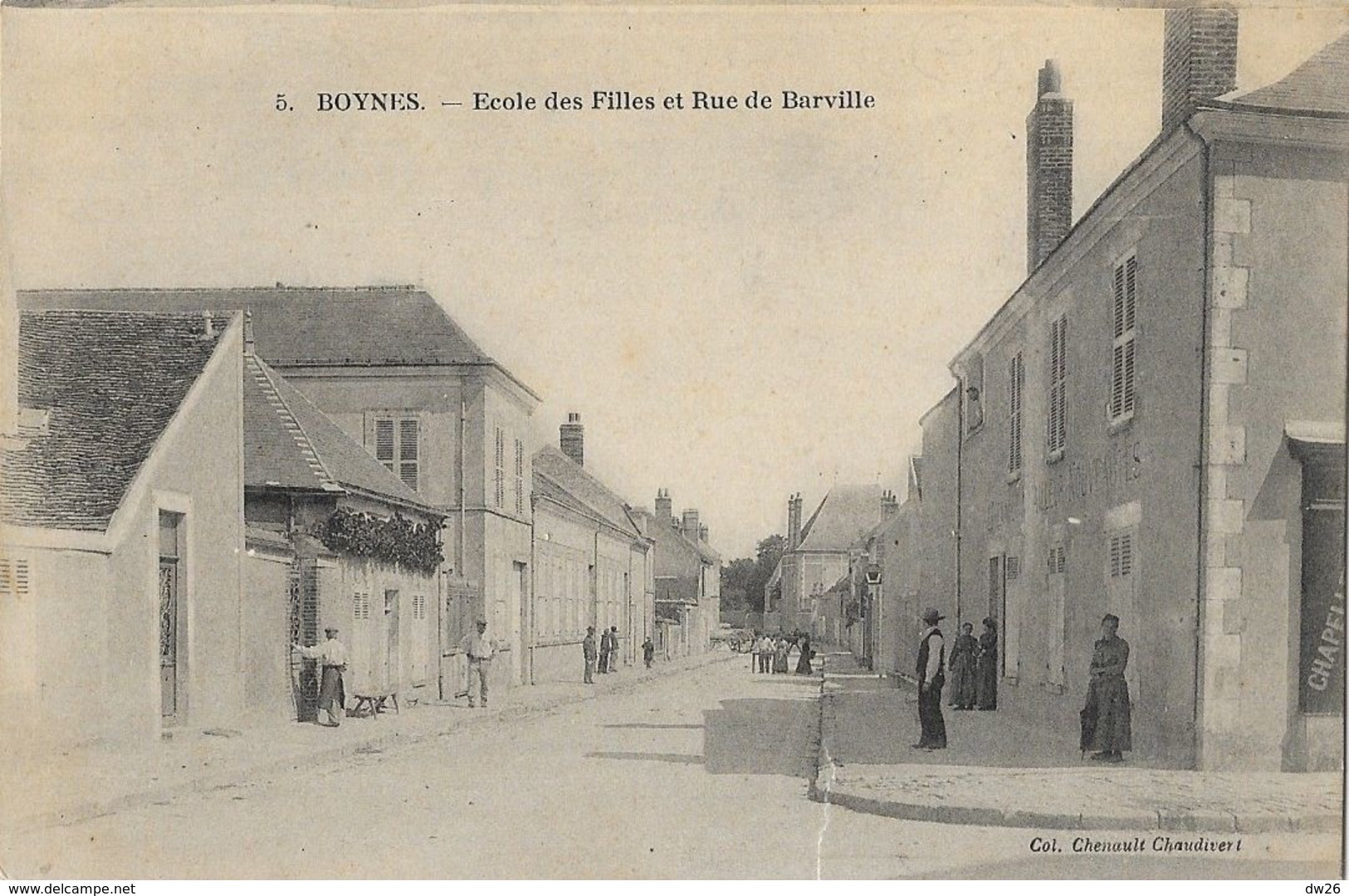 Boynes (Loiret) - Ecole Des Filles Et Rue Barville - Collection Chenault, Carte Non Circulée - Autres & Non Classés