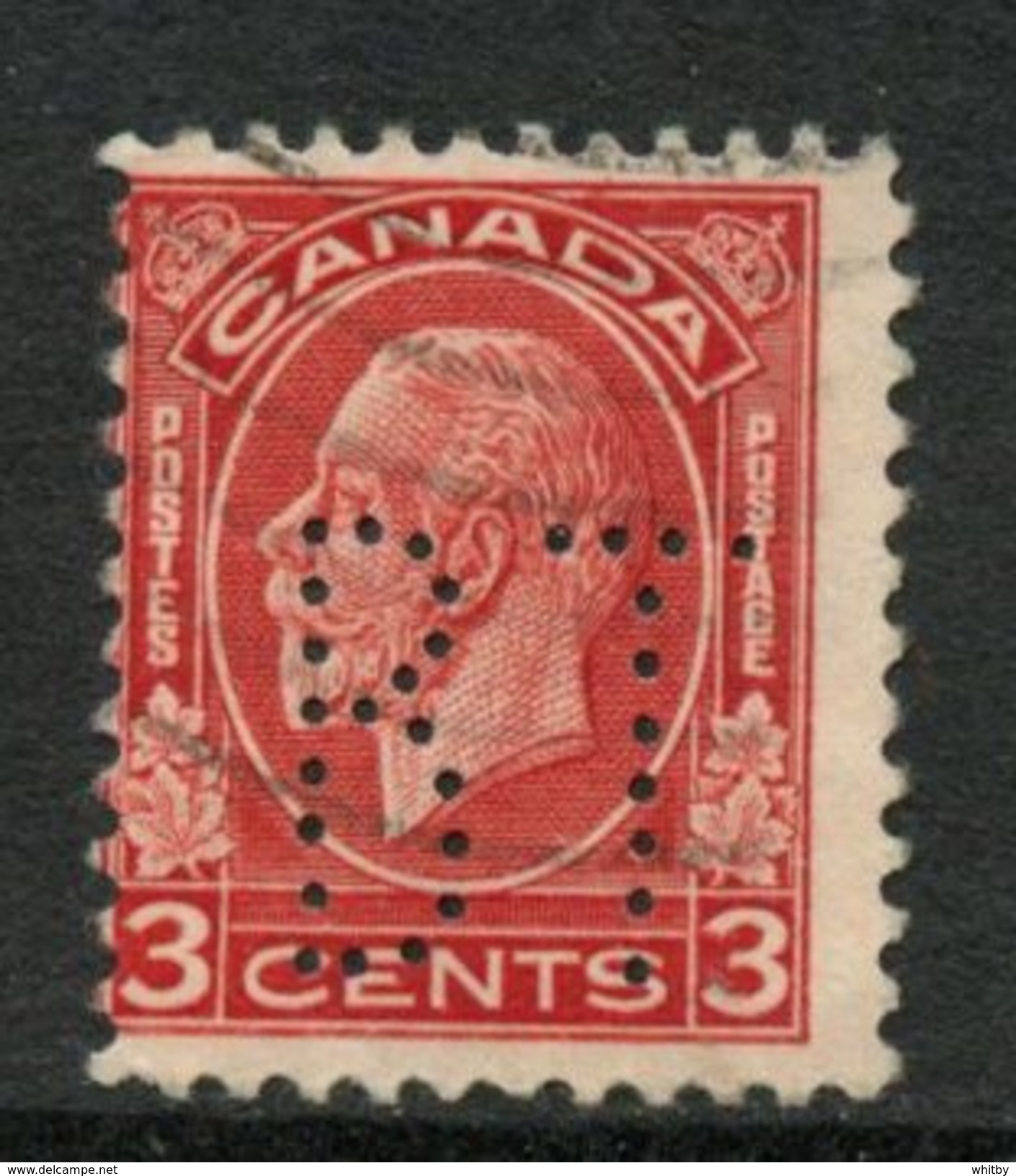 Canada 1932 3 Cent George V Medallion Issue #197xx  Bell Telephone Perfin - Perforiert/Gezähnt