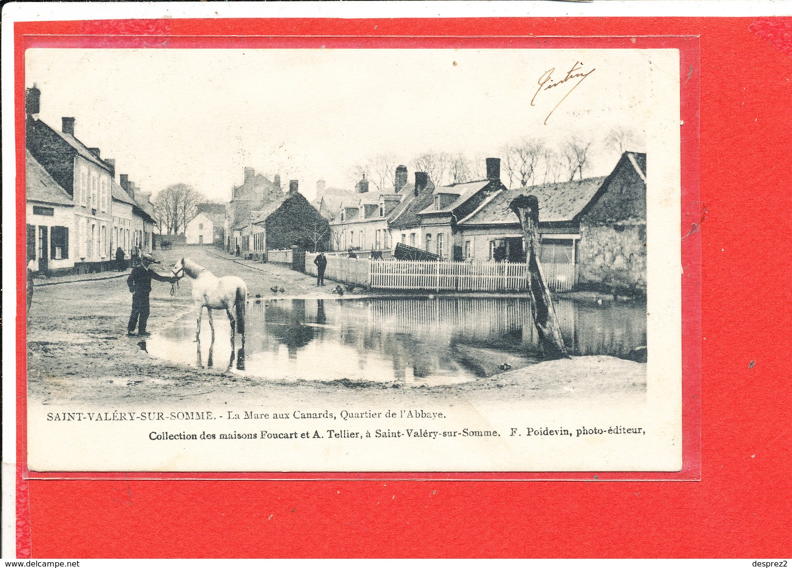 80 SAINT VALERY Sur SOMME Cpa Animée La Mare Aux Canards Quartier De L ' Abbaye        Edit Poidevin - Saint Valery Sur Somme