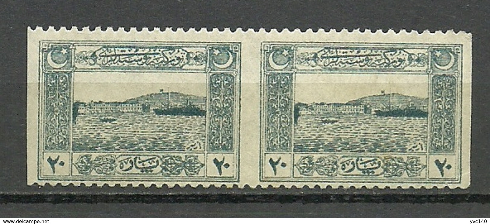 Turkey; 1922 Genoa Printing Postage Stamp 20 P., Partially Imperf. ERROR - Unused Stamps