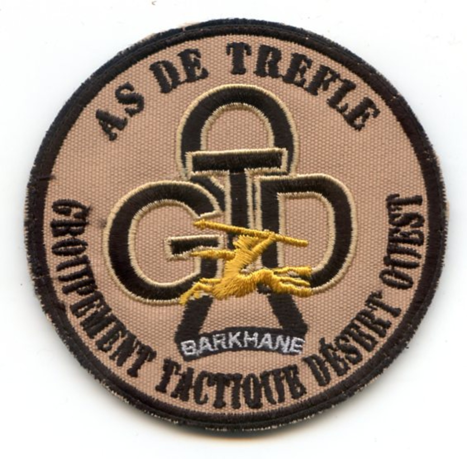 456 (03) - ECUSSON PATCH 35° RI OPERATION BARKANE INFANTERIE - AS DE TREFLE GROUPEMENT TACTIQUE DESERT OUEST SUR VELCRO - Ecussons Tissu