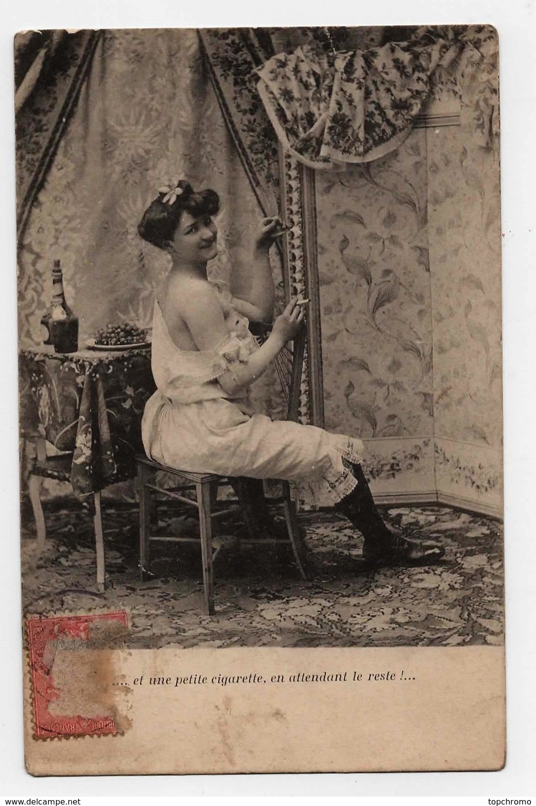 Carte Postale Femme Dénudée ... Et Une Petite Cigarette En Attendant Le Reste!.... CPA 1911 - Women