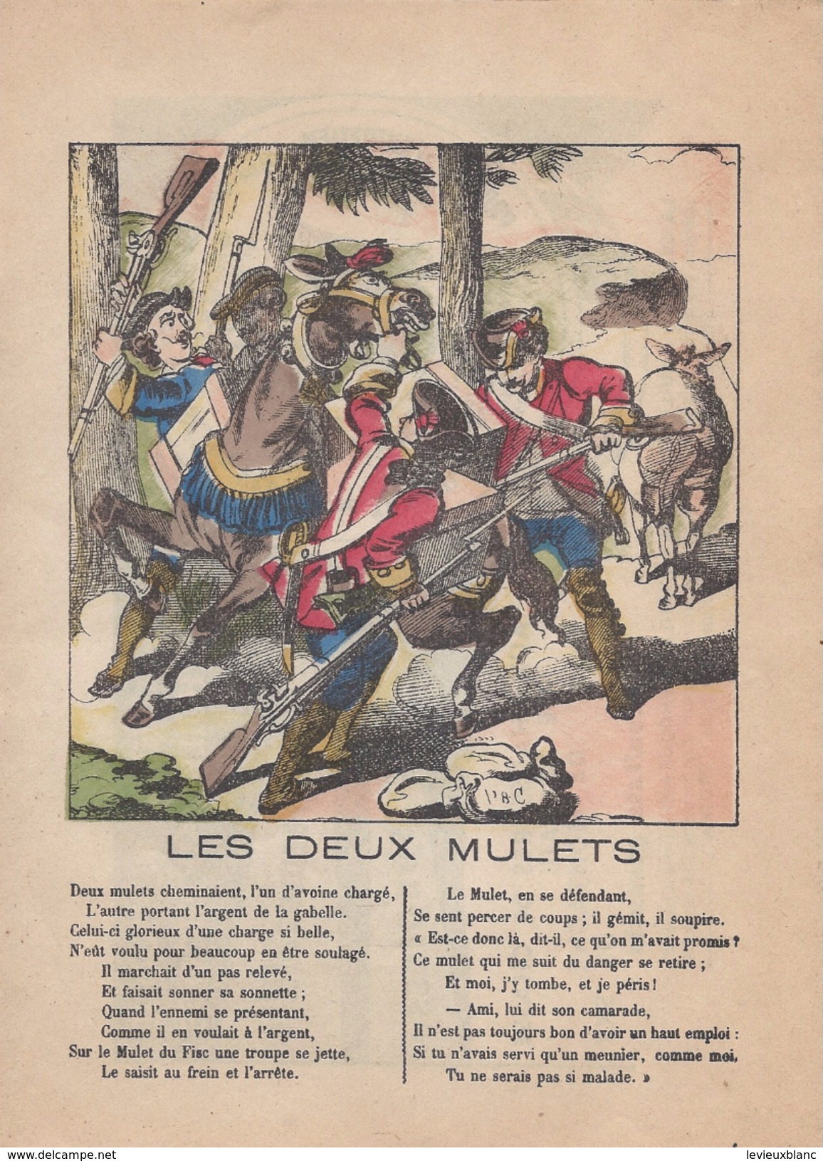 Image Publicitaire/Pellerin ?/ La Fontaine/Les Deux Mulets / Graisse à L'Huile De Phoque/Début XX                 IMA191 - Other & Unclassified