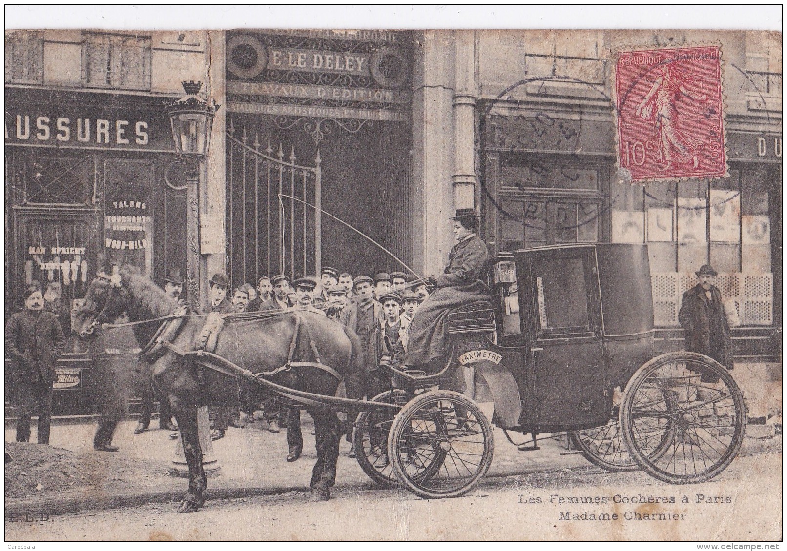 Carte 1907 LES FEMMES COCHERES A PARIS / MADAME CHARNIER (attelage,métier) - Ambachten In Parijs