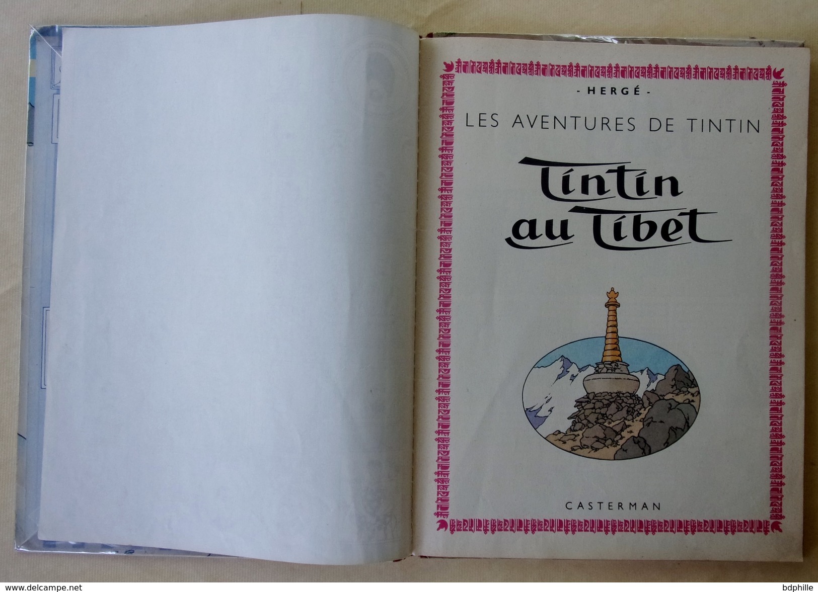 Tintin au Tibet EO 1960 (B29-Imp.Danel- Berets dupond "redoutable"dos rouge foncé)