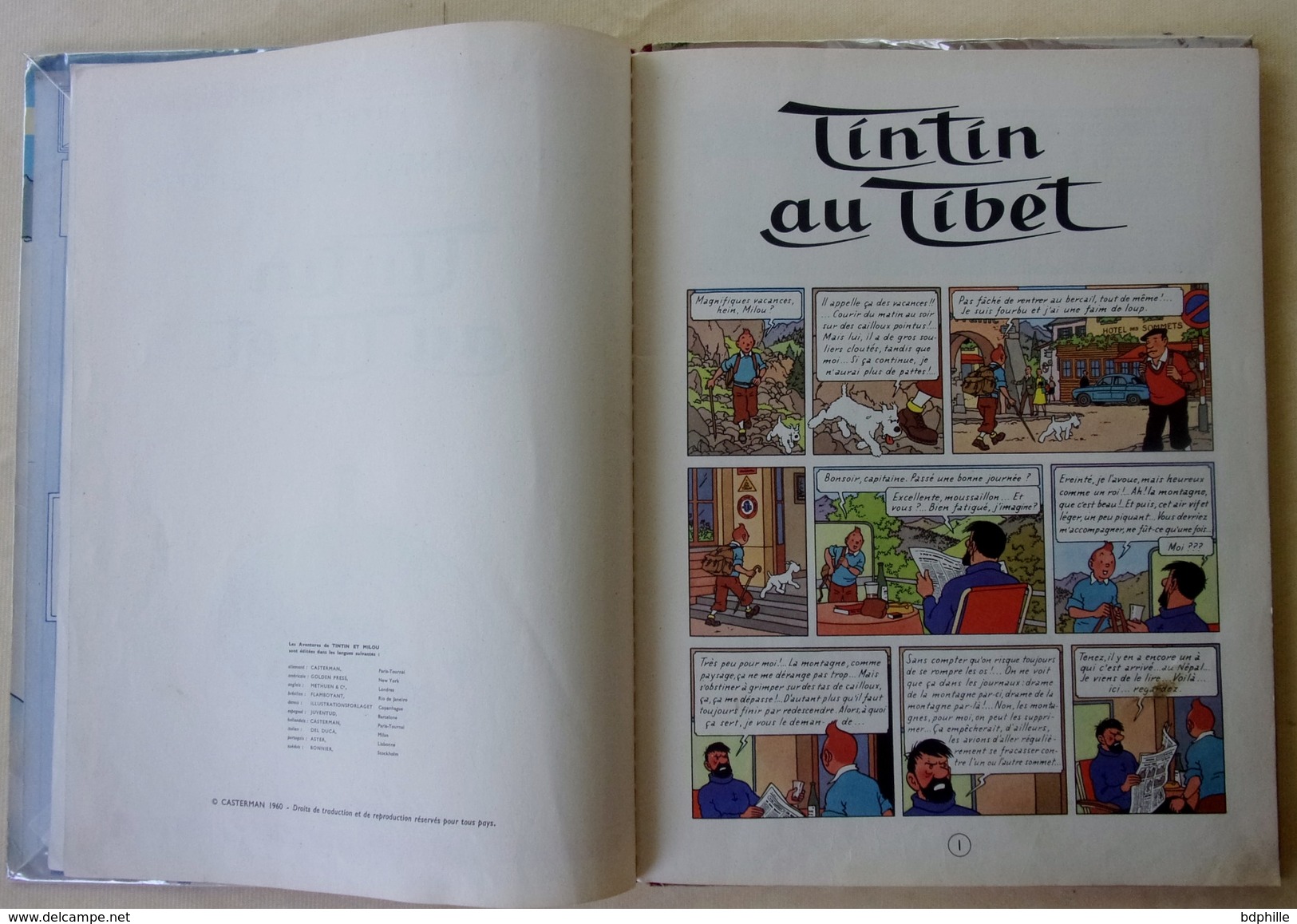 Tintin au Tibet EO 1960 (B29-Imp.Danel- Berets dupond "redoutable"dos rouge foncé)