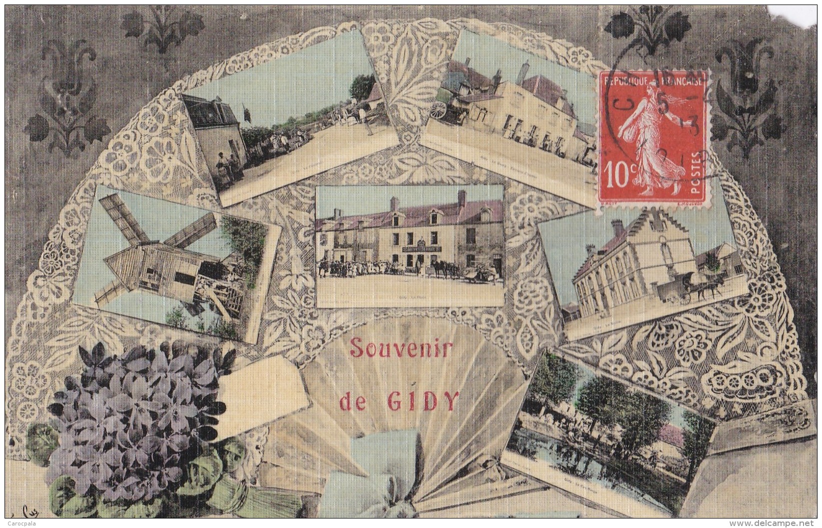 Carte 1905 SOUVENIR DE GIDY / EVENTAIL / MULTIVUES RUES - Autres & Non Classés