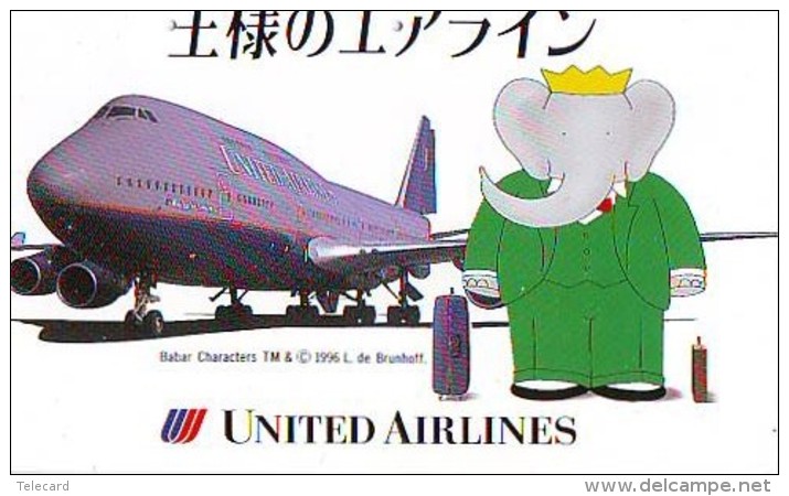 Télécarte  JAPON * UNITED AIRLINES  (2168) Phonecard JAPAN * 110-180239 * Airplane * Flugzeug Avion * AVION * AIRLINES * - Vliegtuigen