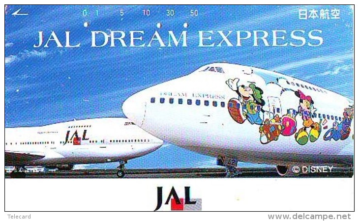 Télécarte  JAPON * JAL  * DISNEY (2174) Phonecard JAPAN * 110-163280  * Airplane * Flugzeug Avion * AVION * AIRLINES * - Disney