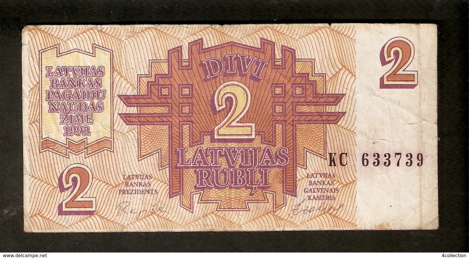 Pa. Latvia Lettland 2 Latvijas Rubli Latvian Ruble Rouble 1992 Ser. KC 633739 Banknote Repshe - Latvia