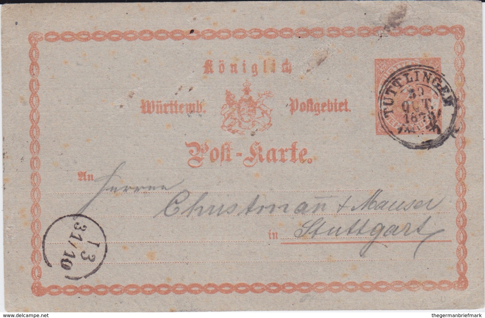 Württemberg P 9-01 K3 Tuttlingen N Stuttgart 1873 - Sonstige & Ohne Zuordnung