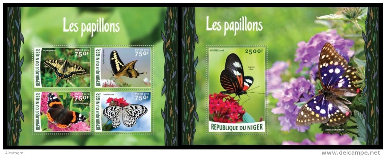 NIGER 2016 - Butterflies, M/S + S/S. Official Issue - Schmetterlinge