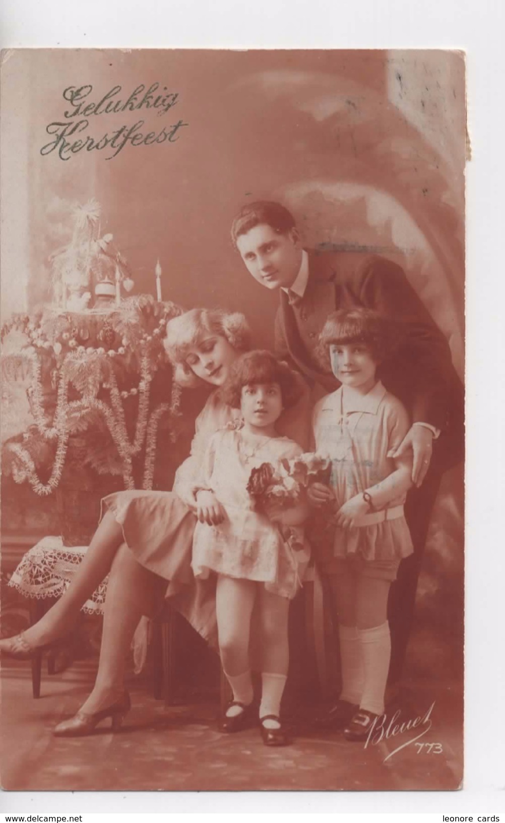Cpa.Voeux.1926.Gelukkig Kerstfeest.couple Et Enfants Devant Un Sapin De Noël - Other & Unclassified