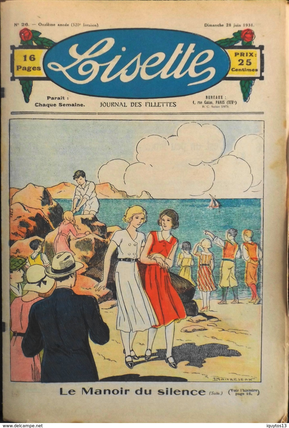 LISETTE - Journal Des Fillettes - N° 26 - Onzième Année - Dimanche 28 Juin 1931 - En BE - Lisette