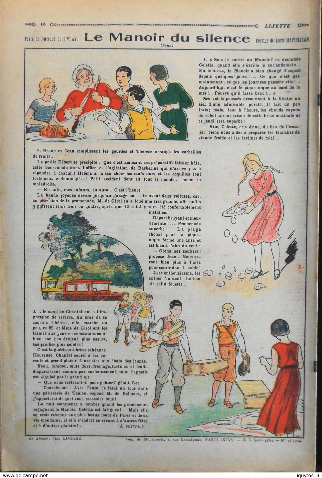 LISETTE - Journal Des Fillettes - N° 26 - Onzième Année - Dimanche 28 Juin 1931 - En BE - Lisette