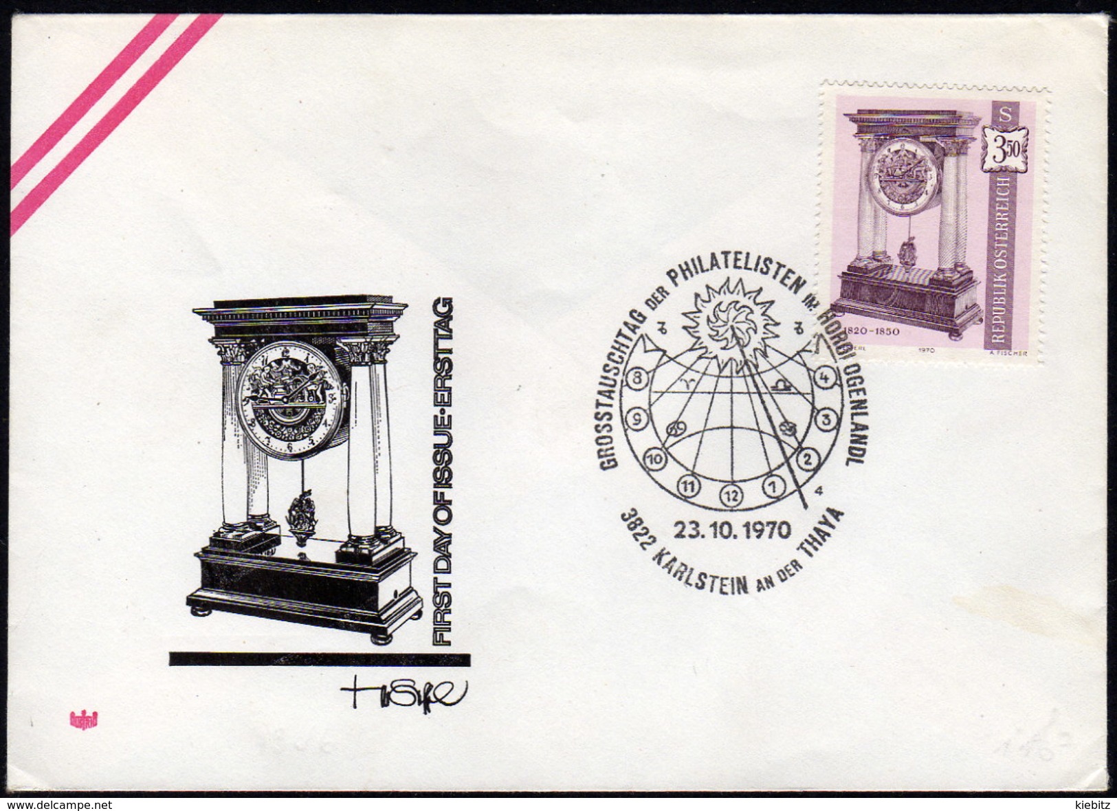 ÖSTERREICH 1970 - Alte Uhr, Clock - FDC Mit Sonderstempel Sonnenuhr - Uhrmacherei