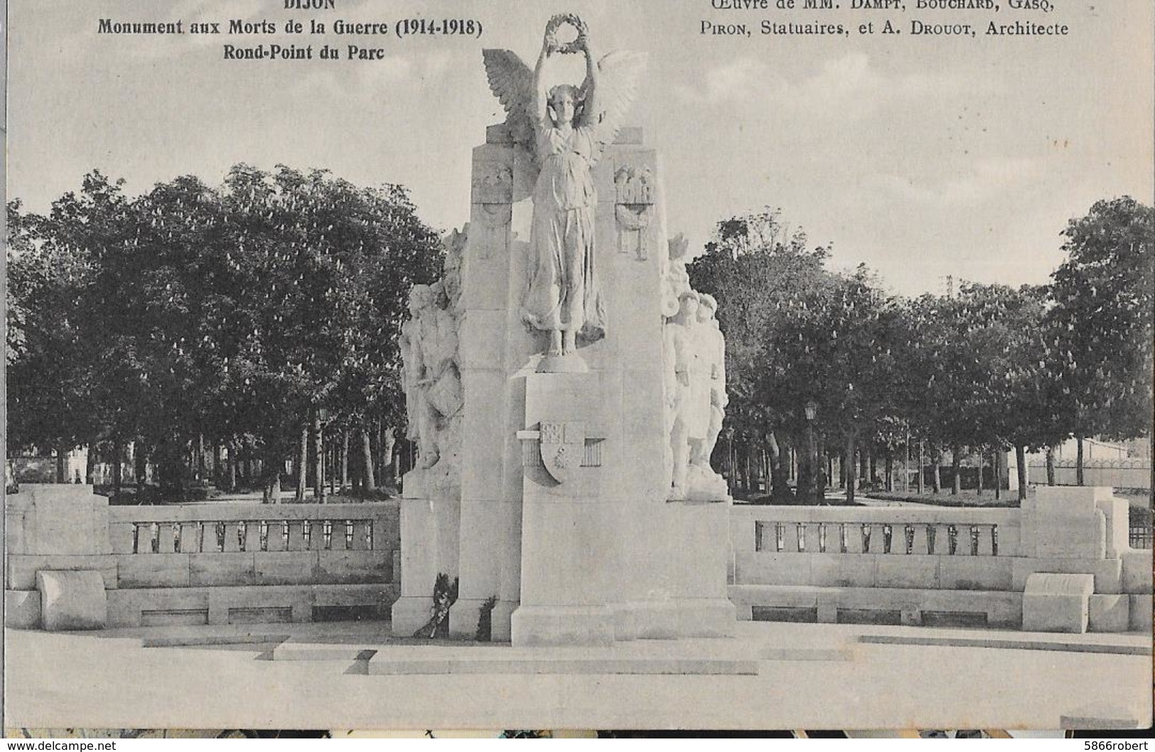 CARTE POSTALE ORIGINALE ANCIENNE : DIJON LE MONUMENT AUX MORTS DE LA GUERRE (1914/1918) COTE D'OR (21) - War Memorials