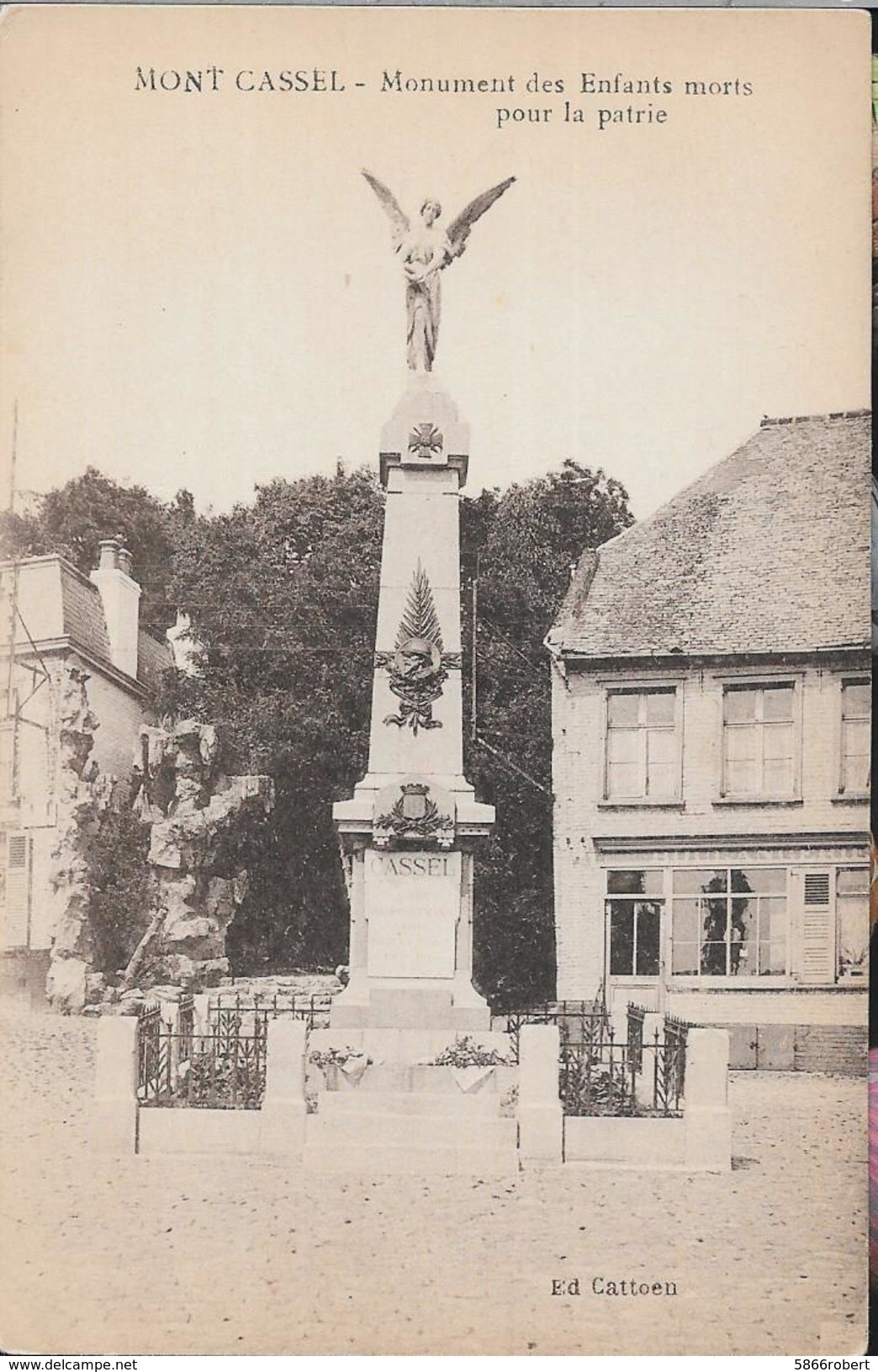 CARTE POSTALE ORIGINALE ANCIENNE : MONT CASSEL  LE MONUMENT AUX MORTS DE LA GUERRE (1914/1918) NORD (59) - War Memorials