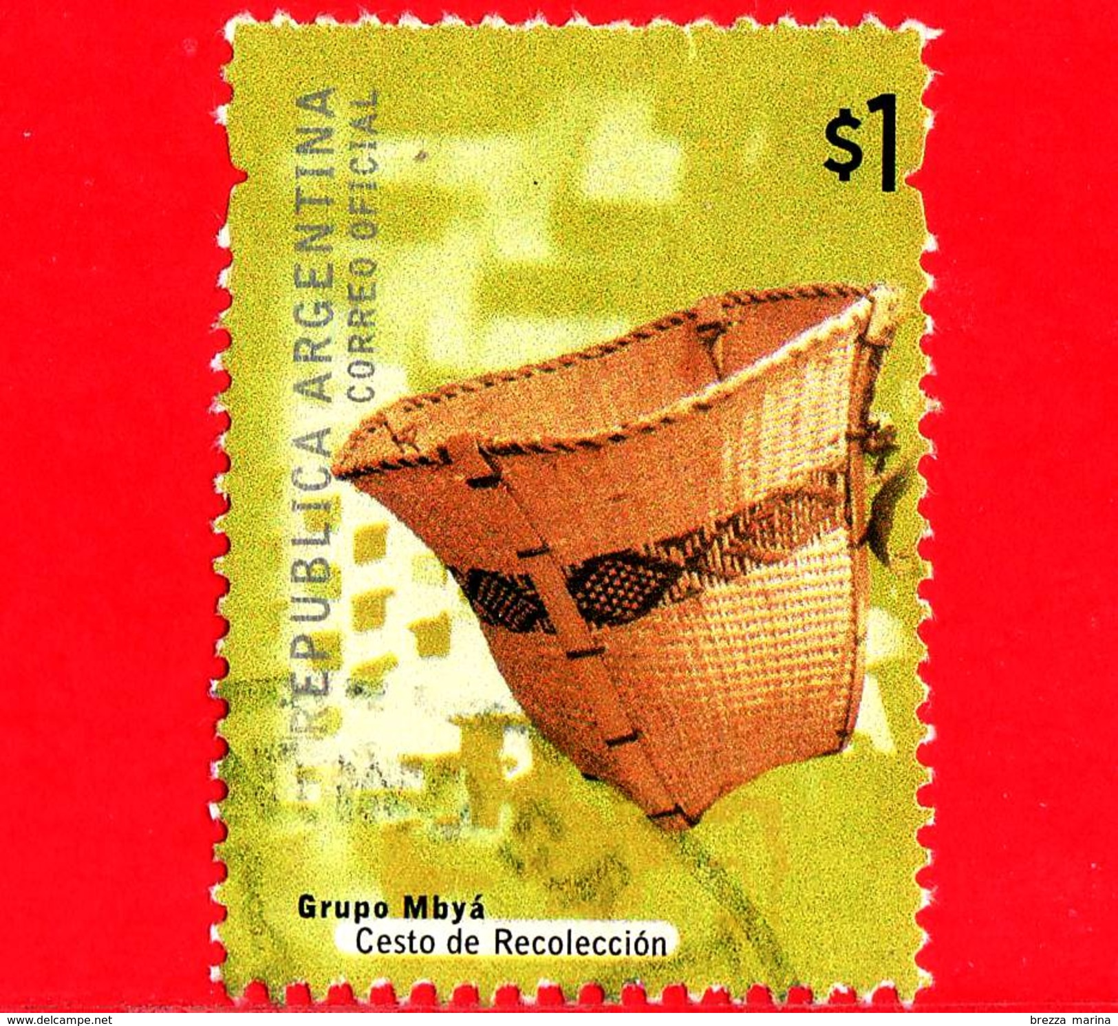 ARGENTINA - Usato - 2000 - Manufatti Archeologici - Basket, Mbaya Indians - Cesto De Recoleccion  - $ 1 - Usati