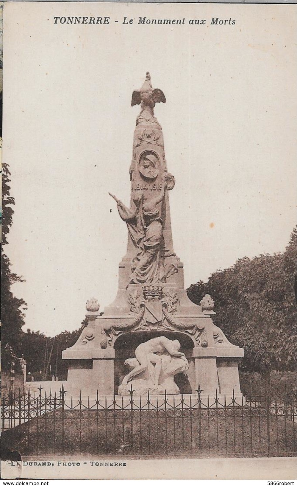 CARTE POSTALE ORIGINALE ANCIENNE : TONNERRE LE MONUMENT AUX MORTS DE LA GUERRE (1914/1918) YONNE (89) - War Memorials