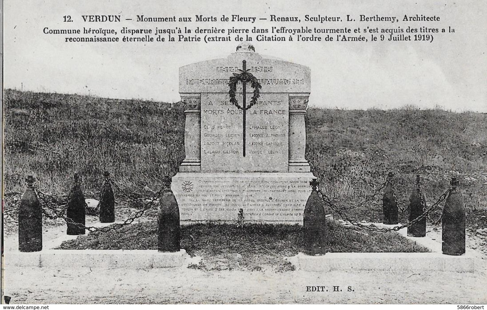 CARTE POSTALE ORIGINALE ANCIENNE : VERDUN LE MONUMENT AUX MORTS DE LA GUERRE (1914/1918) FLEURY MEUSE (55) - Kriegerdenkmal