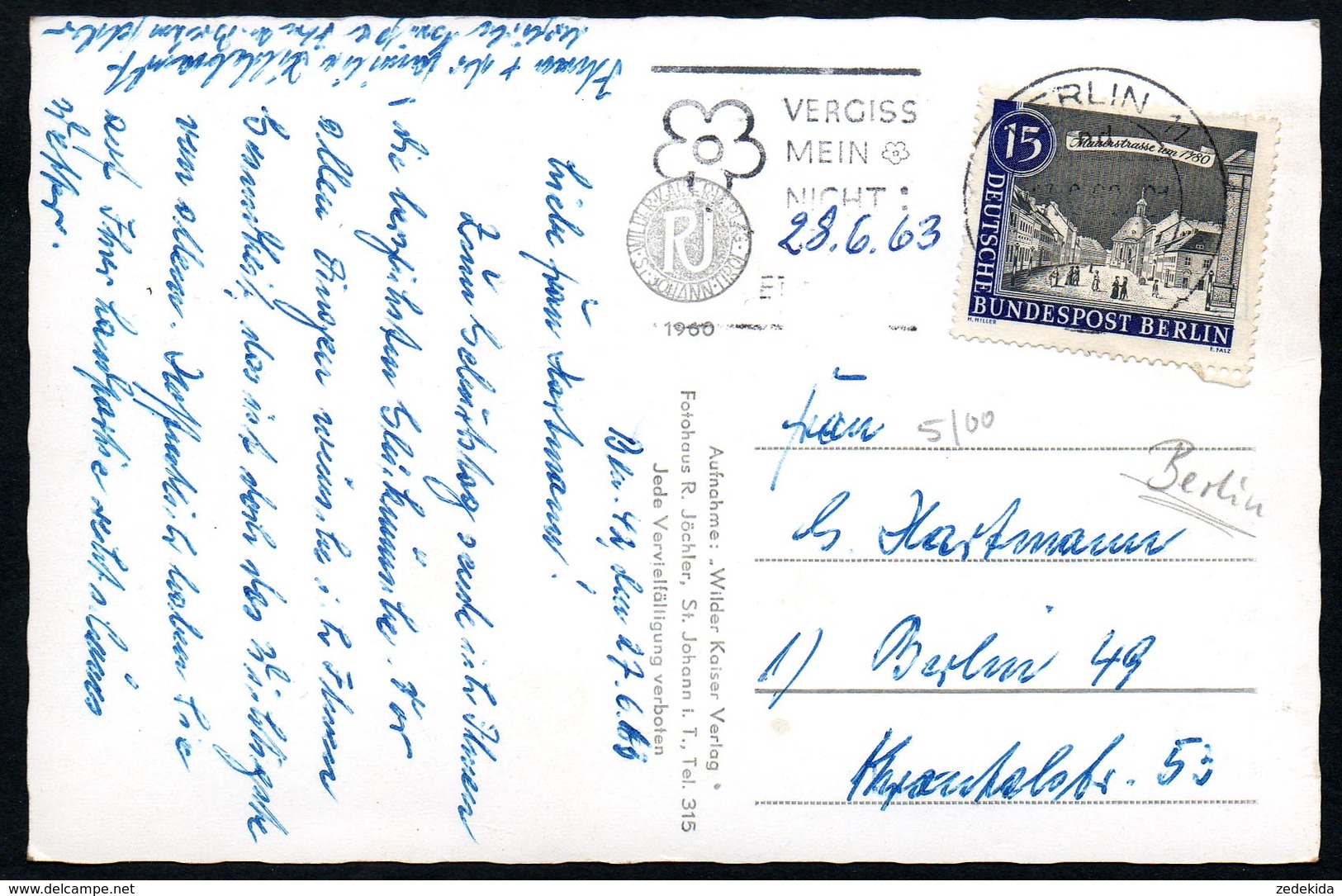 A2577 - Alte Ansichtskarte - Berlin - DB 1963 - Briefe U. Dokumente