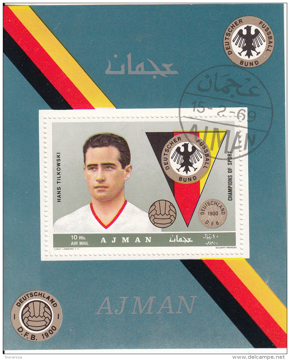 Bf. 367A Ajman 1969 Calcio Soccer Hans Tilkowski Portiere Borussia D.  D.F.B.  Nuovo Preoblit. - Berühmte Teams