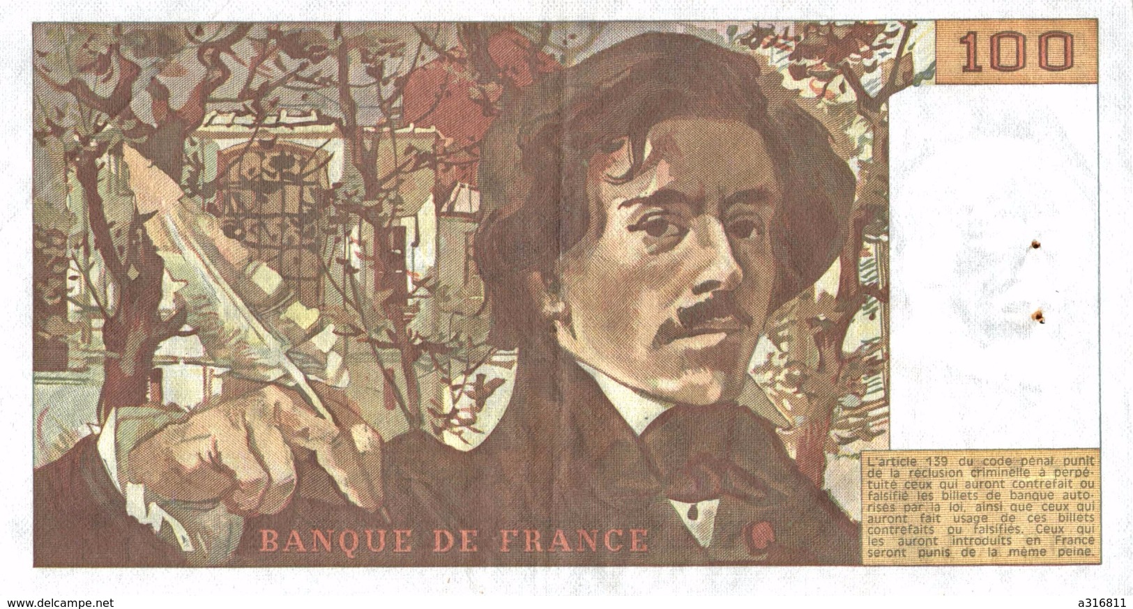 BILLET DE CENT FRANCS - 100 F 1978-1995 ''Delacroix''